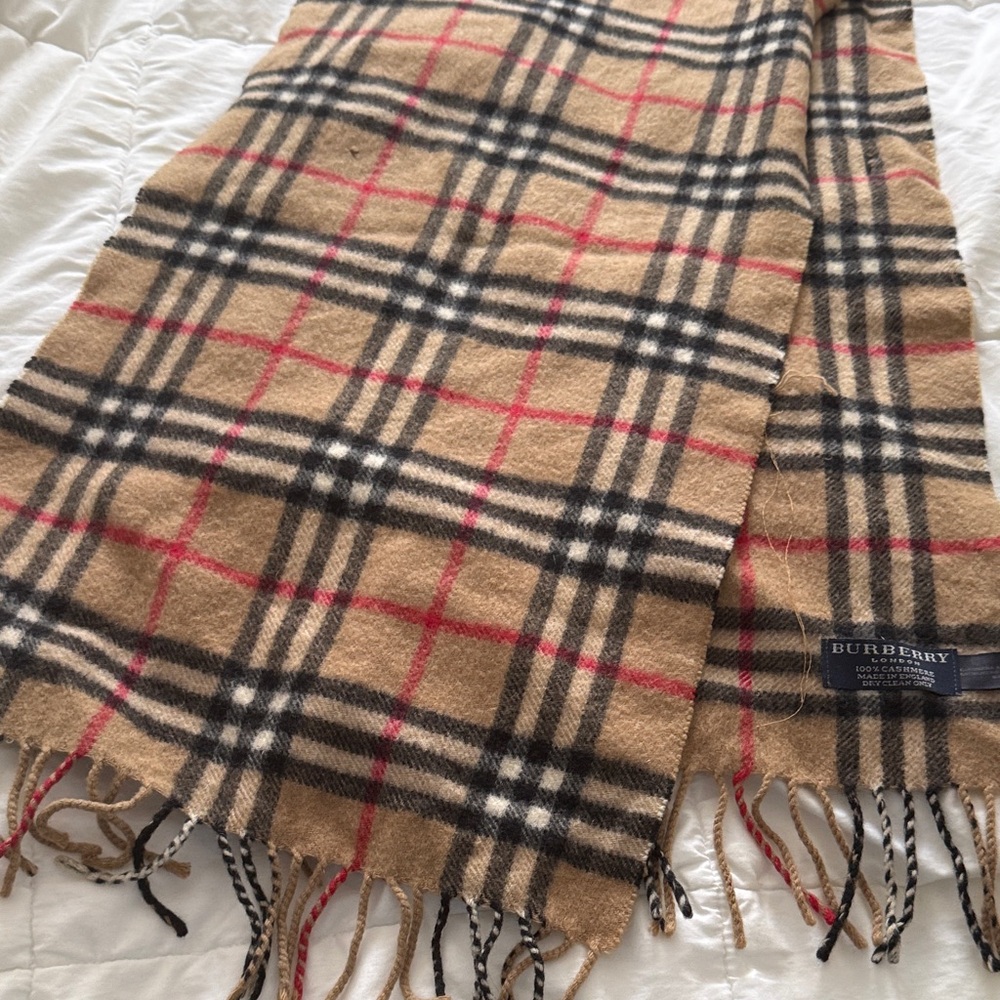 Burberry Tan and Black Check Scarf